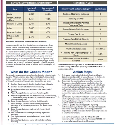 This figure shows an example of how a state has compiled data on disparities for a report card.