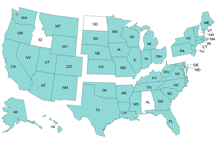 Figure 2: Map of United States of America broken into different regions