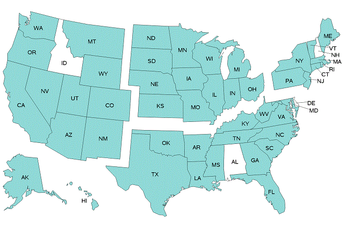 Figure 2: Map of United States of America broken into different regions