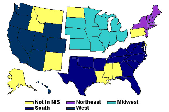 Figure 2: Map of United States of America broken into different regions